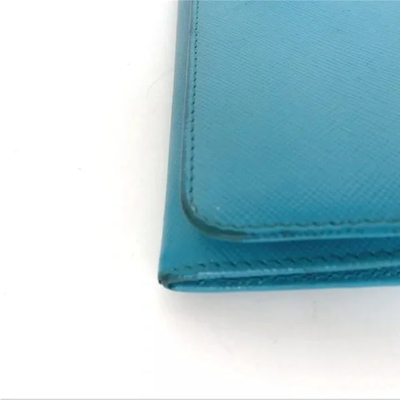 Prada Safiano Teal Blue Long wallet